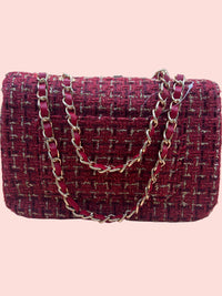 Tweed Glam Schoulderbag-bordeaux rood