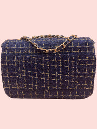 Tweed Glam Shoulderbag-Blauw