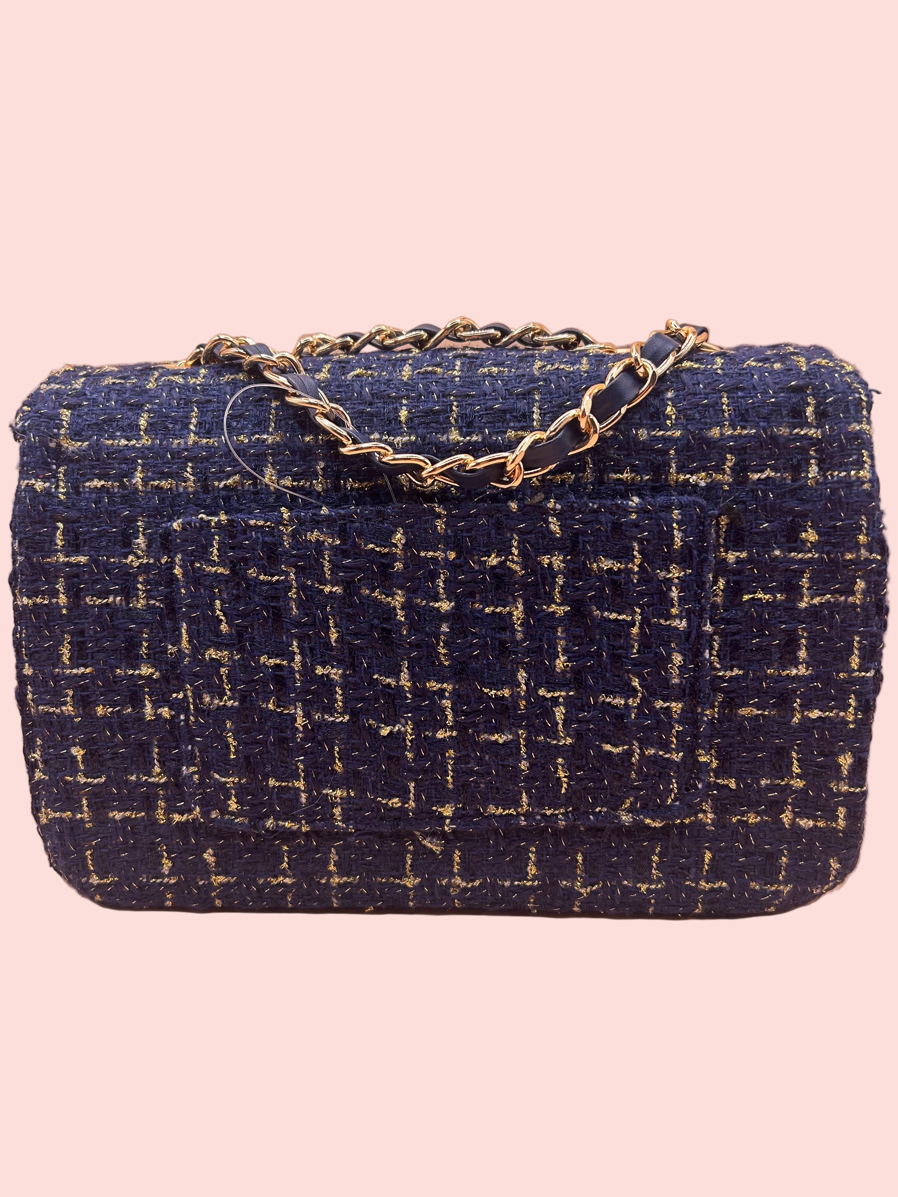 Tweed Glam Shoulderbag-Blauw
