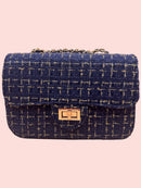 Tweed Glam Shoulderbag-Blauw