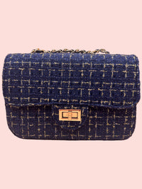 Tweed Glam Shoulderbag-Blauw