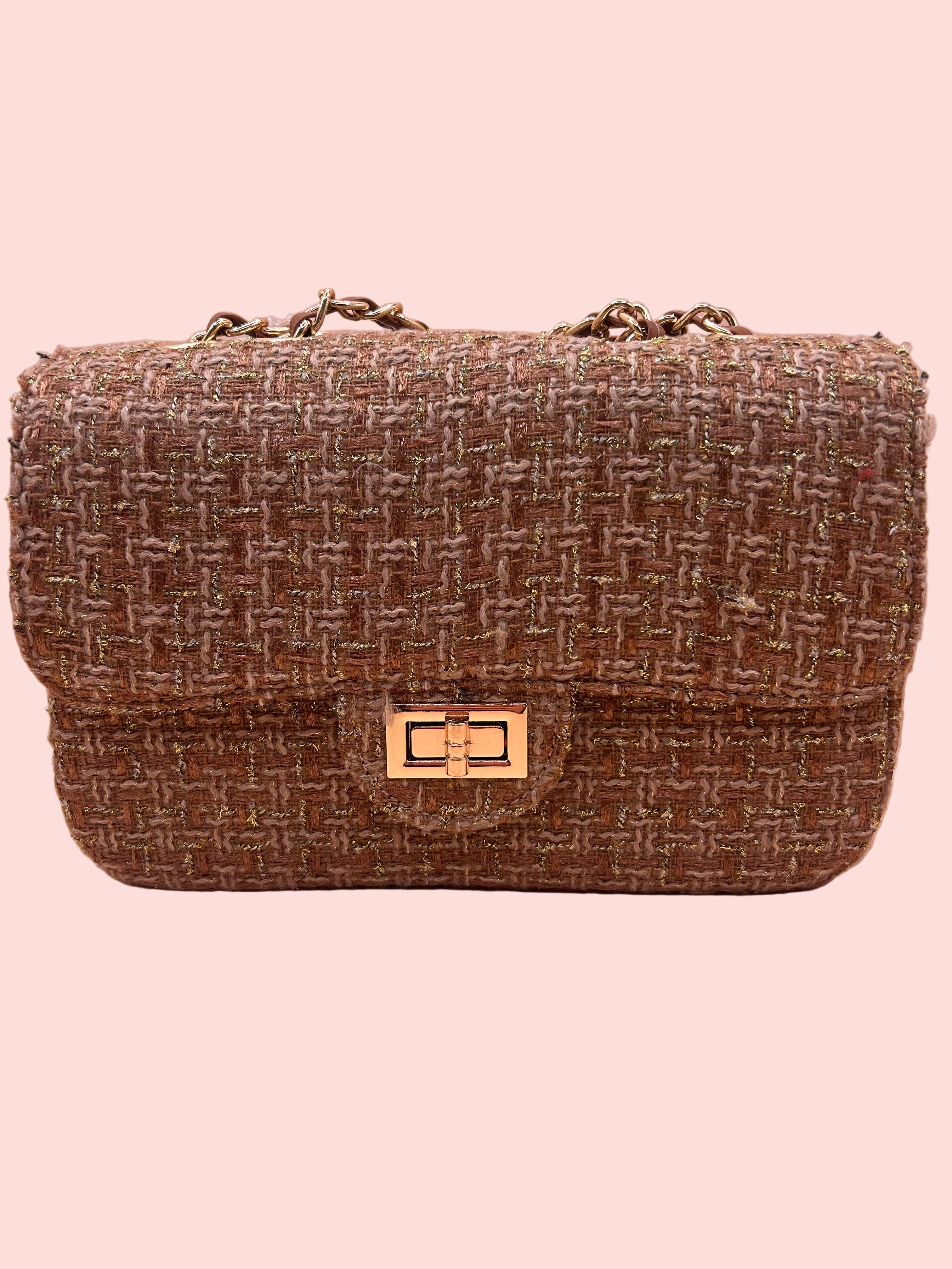 Tweed Glam shoulderbag- Coffee